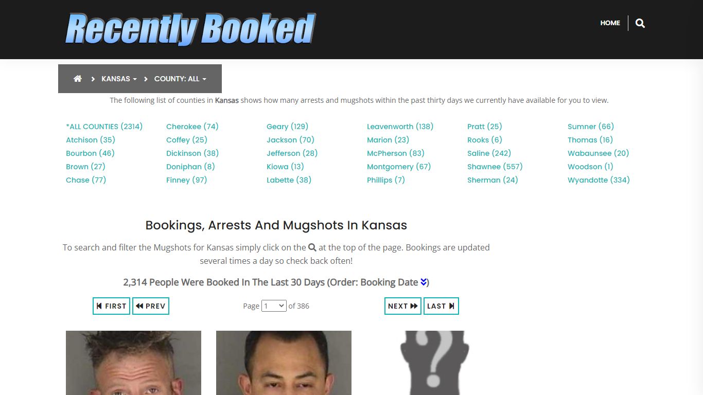Recent bookings, Arrests, Mugshots in Kansas - Recently Booked