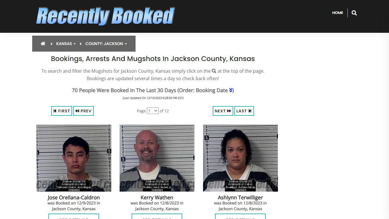 Recent bookings, Arrests, Mugshots in Jackson County, Kansas